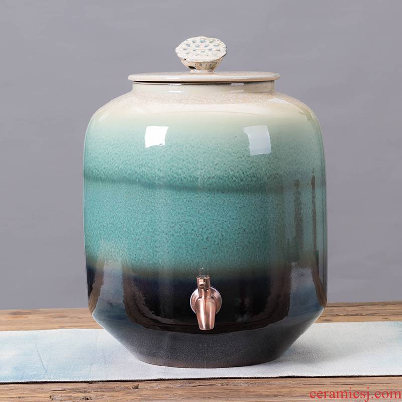 Jingdezhen ceramic wine special jars with variable sealing with tap water tanks 50 kg wine jar