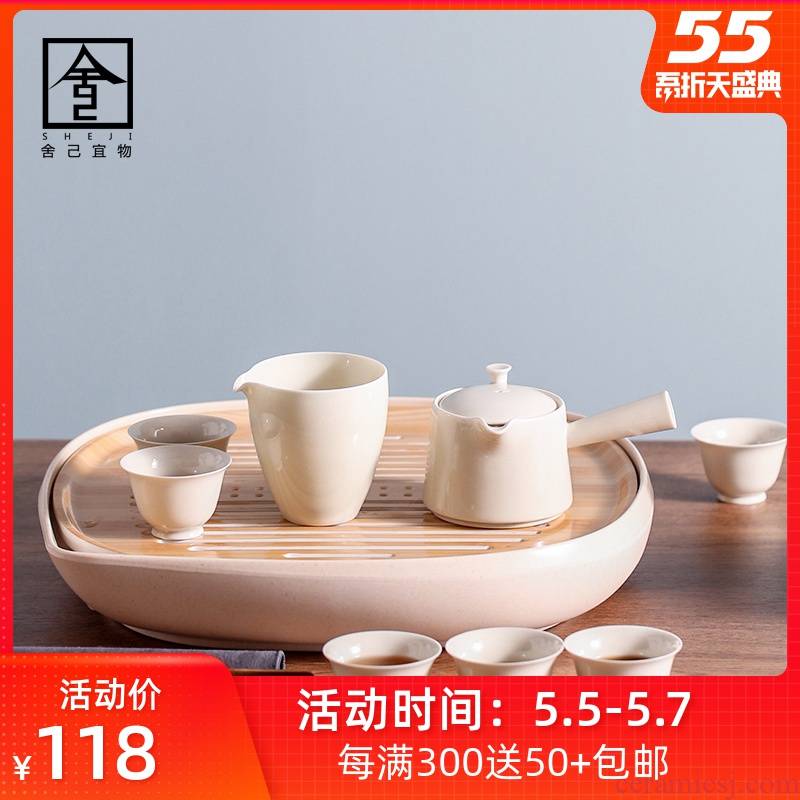 The Self - "appropriate content kung fu tea set suit household kunfu tea tea of a complete set of ceramic teapot tea tray storage contracted