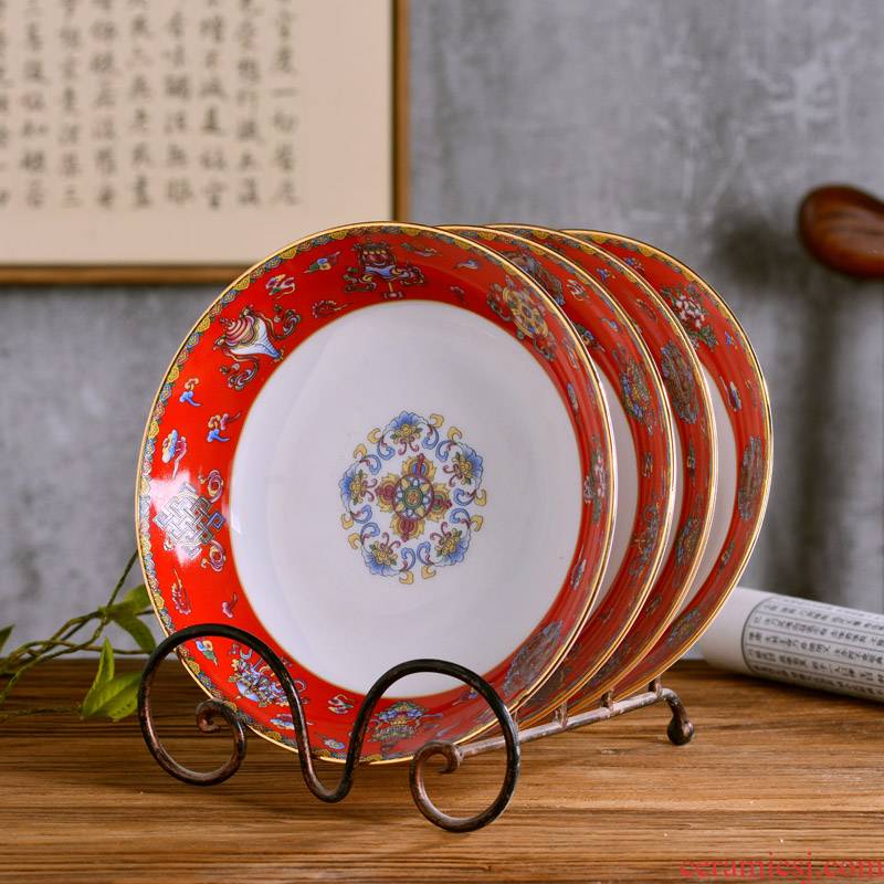 Jingdezhen ceramics deep dish dish dish Chinese style household ipads porcelain tableware antique plate
