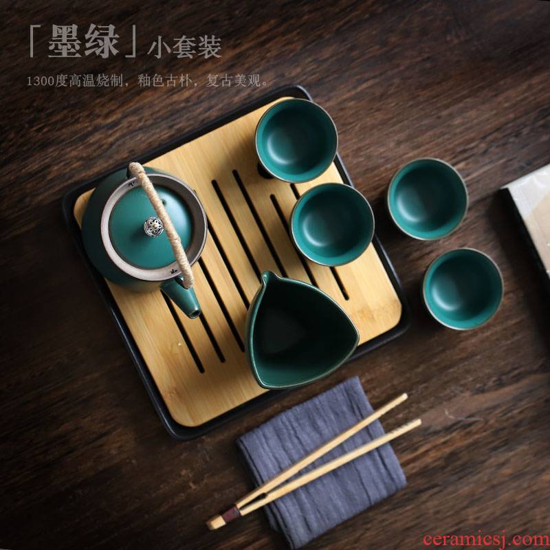 Japanese tea set of household ceramic tea tray dried small tea sets of kung fu tea tea set of small portable travel