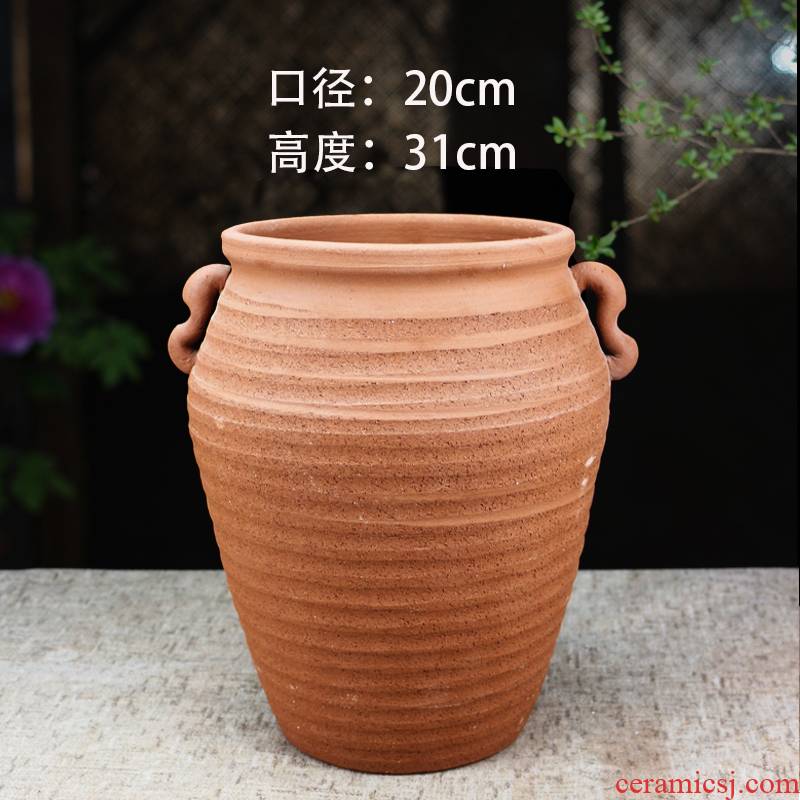 Extra large caliber breathable red mud POTS without glaze thick black pottery clay pot clay flowerpots contracted biscuit firing small garden