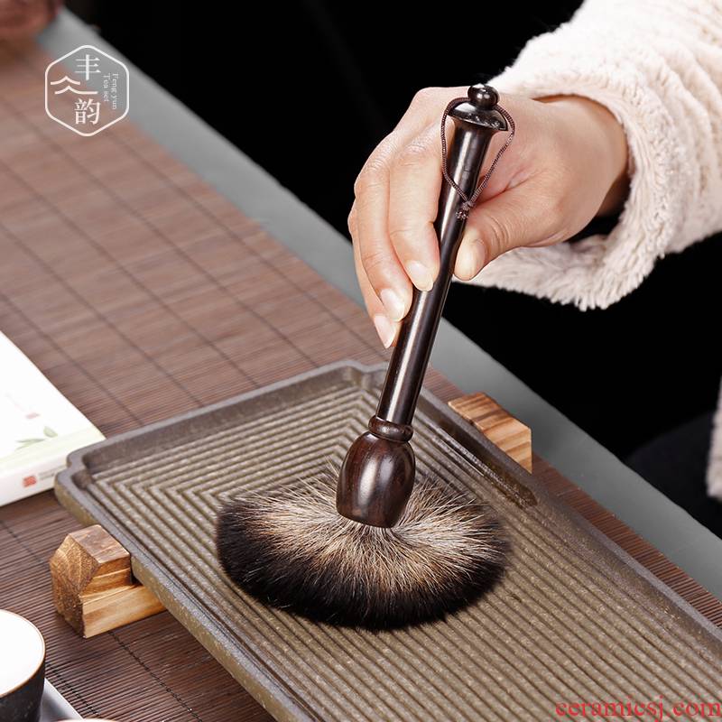 Solid wood, kung fu tea tea accessories ebony badger YangHuBi 6 gentleman it sweep tea tea brush pen