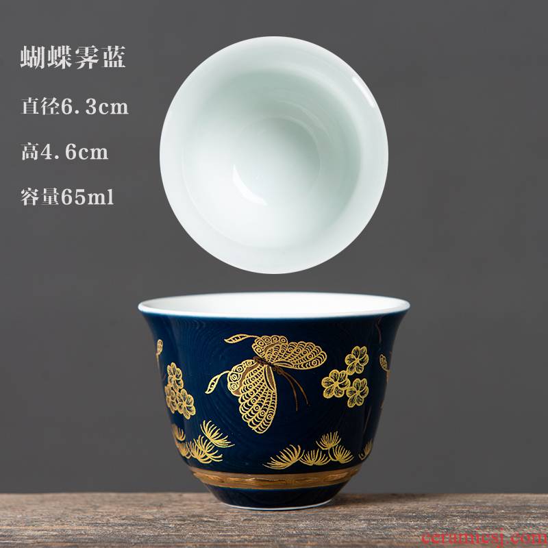 Kung fu tea cups jingdezhen ceramic bowl with hand - made sample tea cup single white porcelain tea set tea masters cup small hat cup