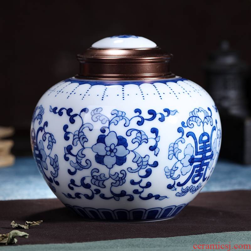 Jingdezhen hand made blue and white porcelain tea pot pu 'er wake receives manual cylinder seal tea to wake receives POTS