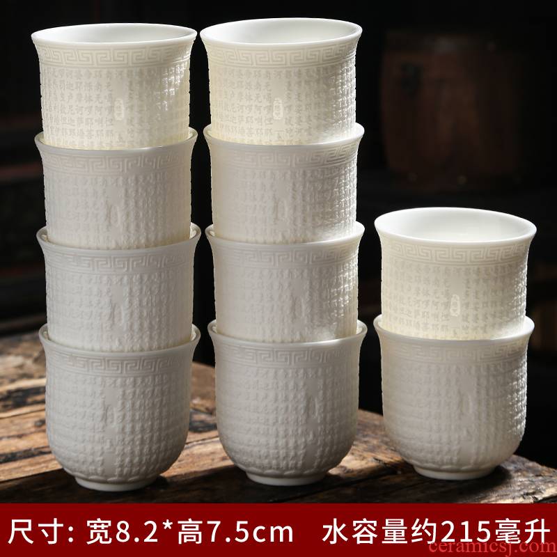 Chinese dehua white porcelain suet jade porcelain teacup ceramic biscuit firing glaze kung fu tea set not master small blue and white porcelain