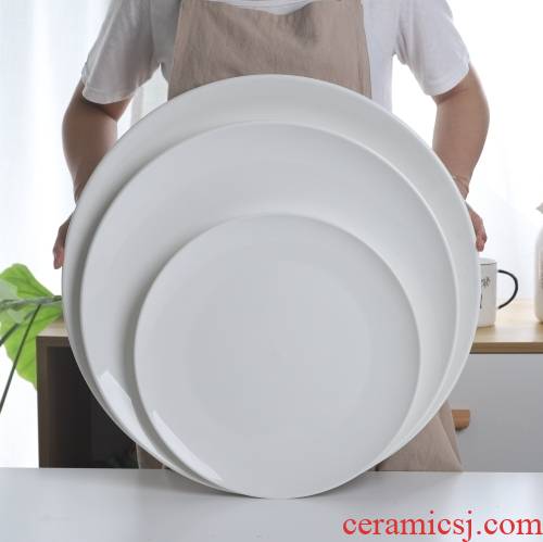 Super heavy plate round 14 to 20 inches of white light flat ceramic plate 40 cm ltd. hotel seafood