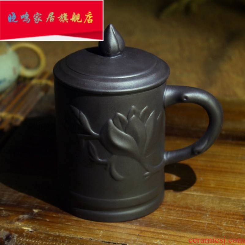 The violet arenaceous glass ceramic cups with cover kung fu cover cup to ultimately responds water single cup tea cup office cup tea cups