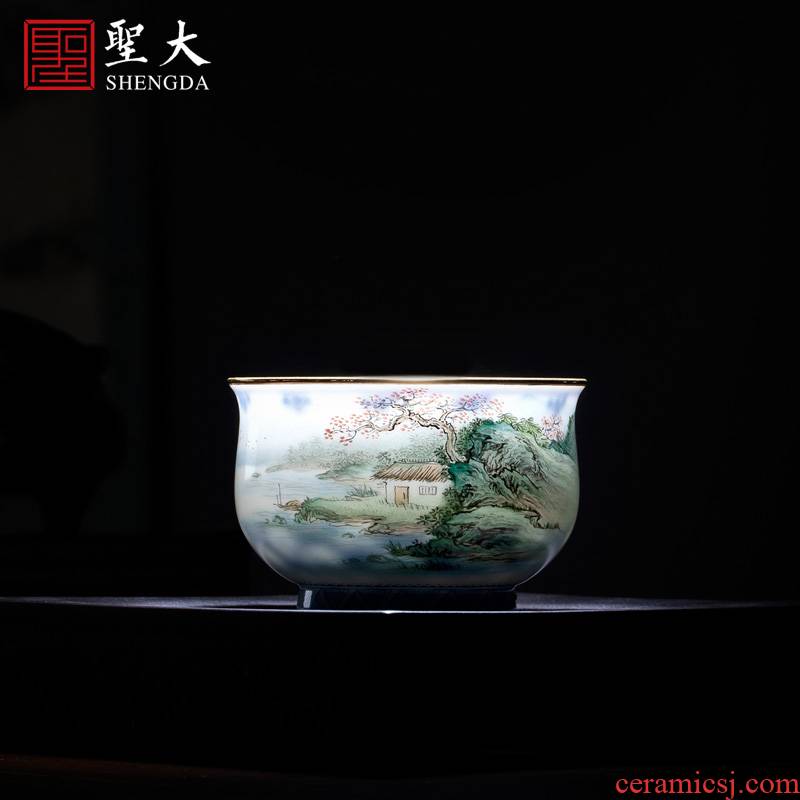 Santa teacups hand - made ceramic kung fu in new color blue treasure phase grain sunny haze dyed emerald green cup of jingdezhen tea service master