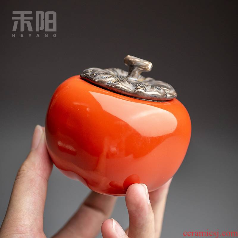 Send Yang creative ceramic tea pot seal storage POTS persimmon tea POTS storehouse persimmon persimmon is suing portable small fortunes