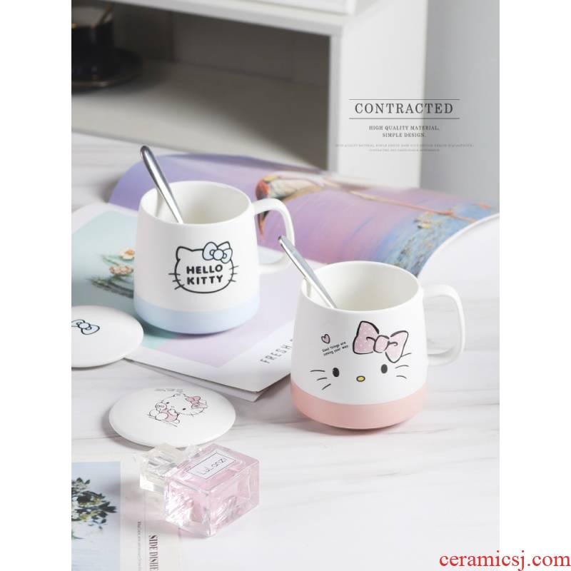 Edge lodge hello Kitty glass ceramic drinking cup hollekitty couples with a pair of express cartoon keller
