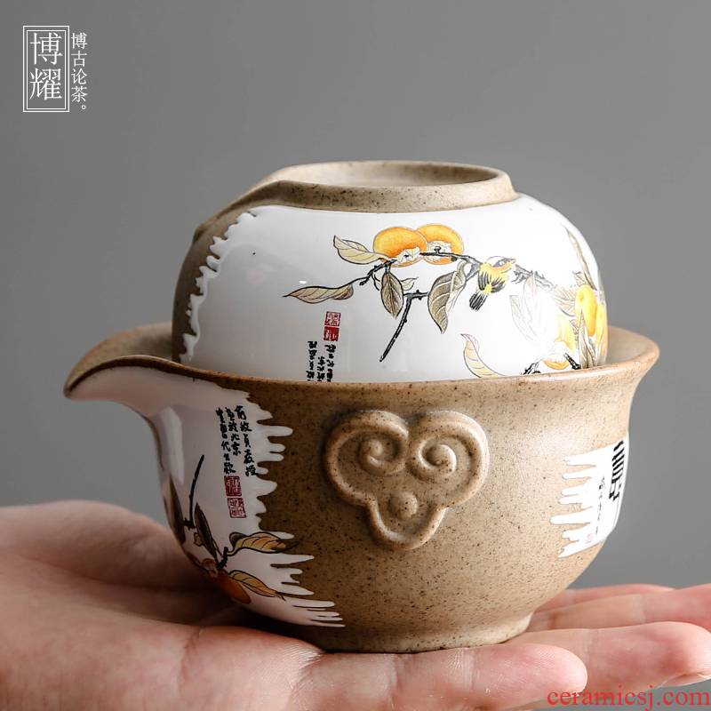 Bo yiu-chee work travel tea set ceramic cups restoring ancient ways is a pot of a crack cup office contracted teapot