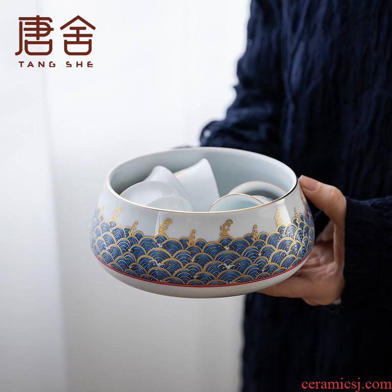 Don difference up colored enamel household large writing brush washer water washing dishes washed ceramic kung fu tea tea accessories tea taking with zero