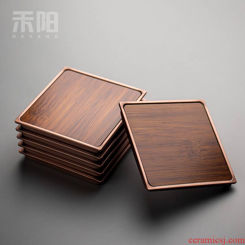 Send Yang or golden cup mat tea cup wood, bamboo cup mat cup Japanese tea cup holder frame tea MATS