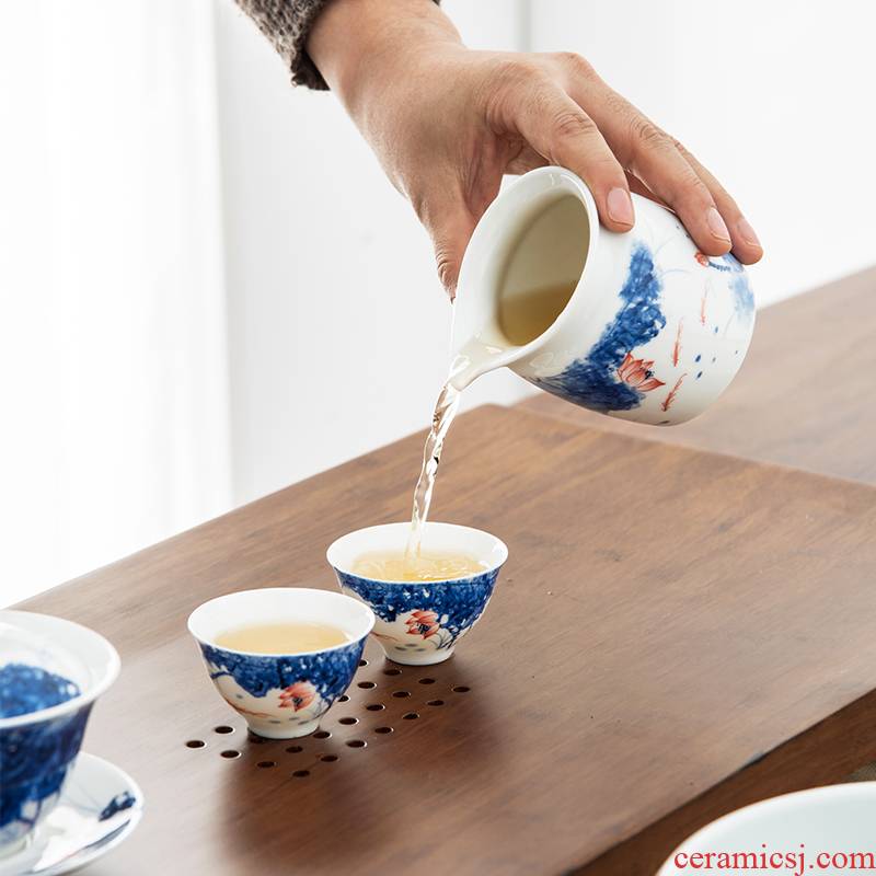 The high time points of tea ware ceramic hand - made lotus white porcelain fair keller kung fu tea tea, tea accessories