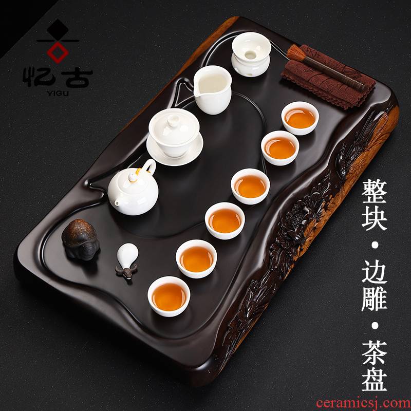Have the ebony wood tea set of a complete set of kung fu tea set household contracted ceramic teapot teacup solid wood tea tray