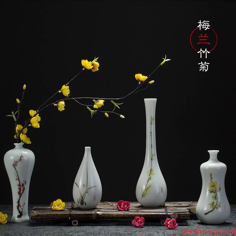 Jingdezhen hand - made ceramic floret bottle of new Chinese style living room TV cabinet simulation flowers, flower arrangement, household adornment furnishing articles