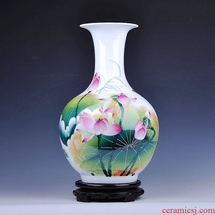 Jingdezhen ceramics new Chinese hand - made famous masterpieces vase household living room TV cabinet decorative furnishing articles flower arrangement