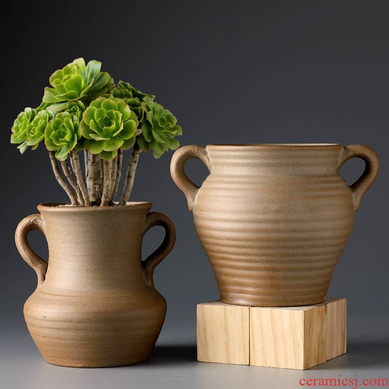 Fleshy flowerpot coarse pottery breathable restoring ancient ways of large diameter oversized meat meat platter old running high porcelain pot the plants specials
