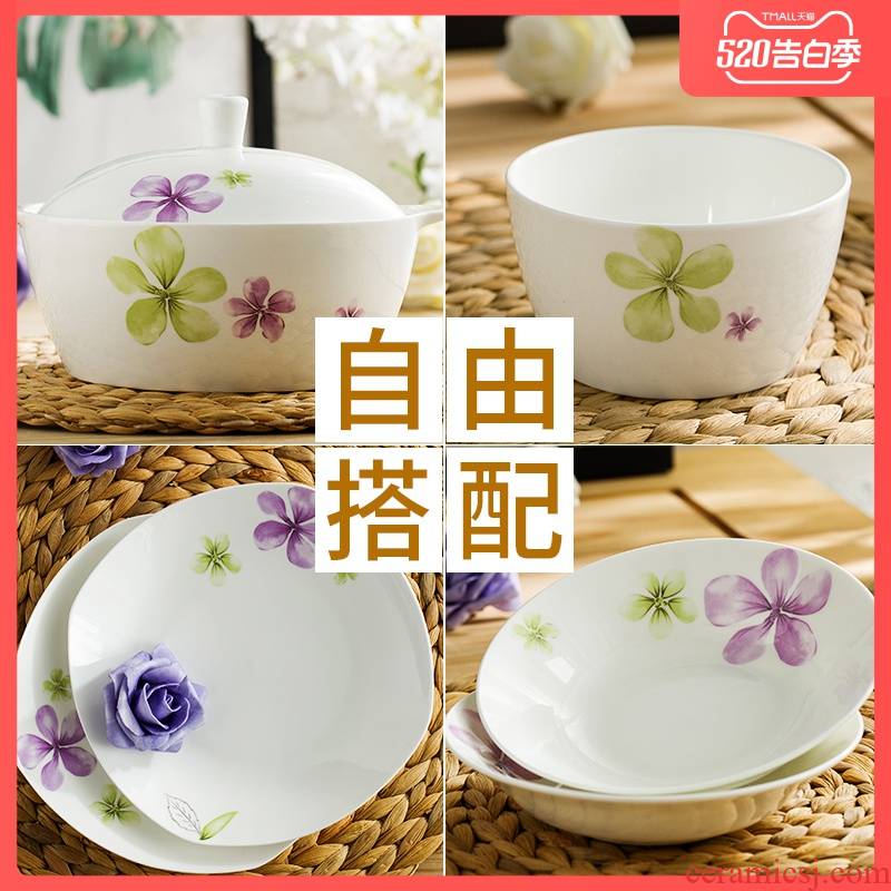 Garland ipads porcelain tableware Korean dishes plate optional combinations contracted microwave ceramic bowl dishes