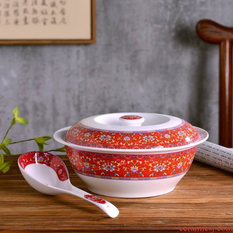 Jingdezhen ceramics high - capacity ceramic soup basin product pot soup bowl Chinese style household big spoon, creative archaize to use