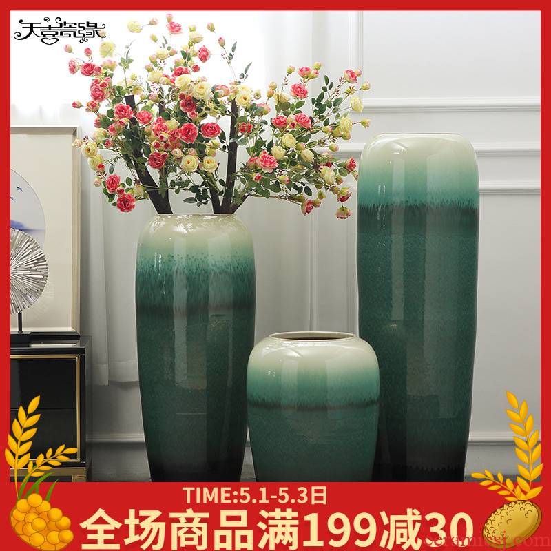 Jingdezhen vase furnishing articles flower arranging large sitting room ground ceramic flower implement European - style villa hotel soft decoration