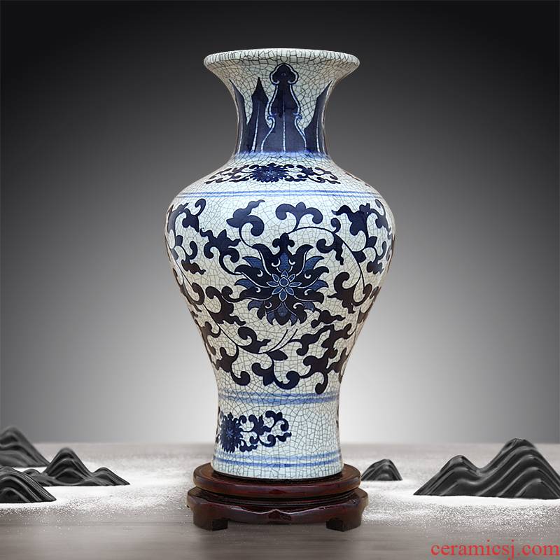 Jingdezhen ceramic vase furnishing articles guanyao antique Chinese blue and white lotus flower sitting room put vase decoration