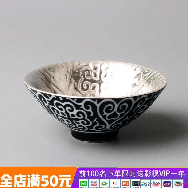 Silver cup 999 sterling Silver hand coppering. As ceramic sample tea cup Silver cup perfectly playable cup bowl Silver cup gift master