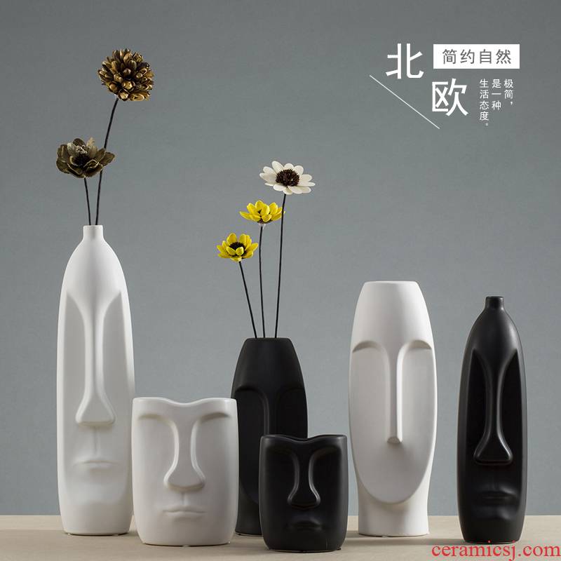 The Nordic idea vase furnishing articles dried flower simulation flowers flower arrangement sitting room home decoration simple ceramic small and pure and fresh flowers