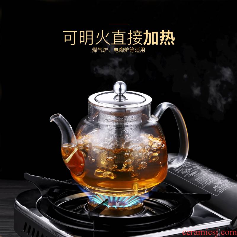 Di - small hot boiling water tea tea sets household special high - temperature thickening glass TaoLu boiled tea pot of tea