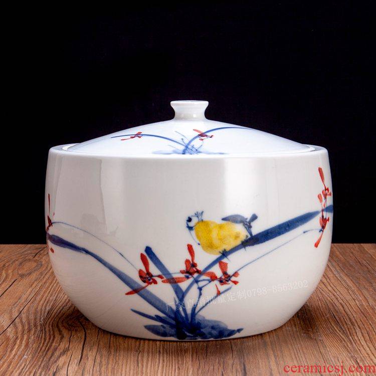Jingdezhen hand - made ceramic barrel ricer box with cover 20 jins 30 jins 10 the loaded tank water storage tank sealing surface of the cylinder
