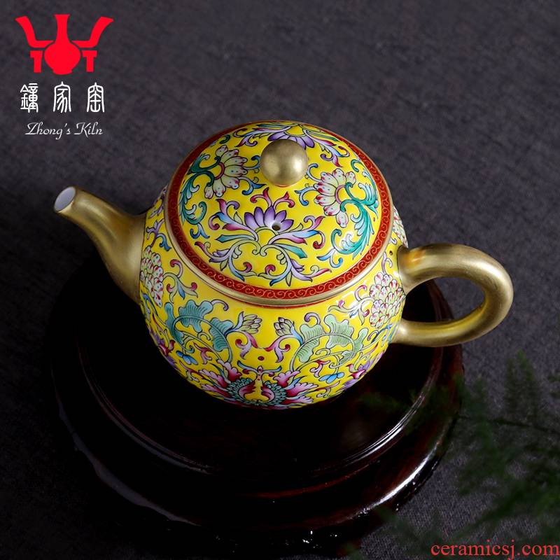 Ceramic Clock home high - end up with jingdezhen manual hand - made colored enamel teapot single pot teapot kung fu tea set the teapot