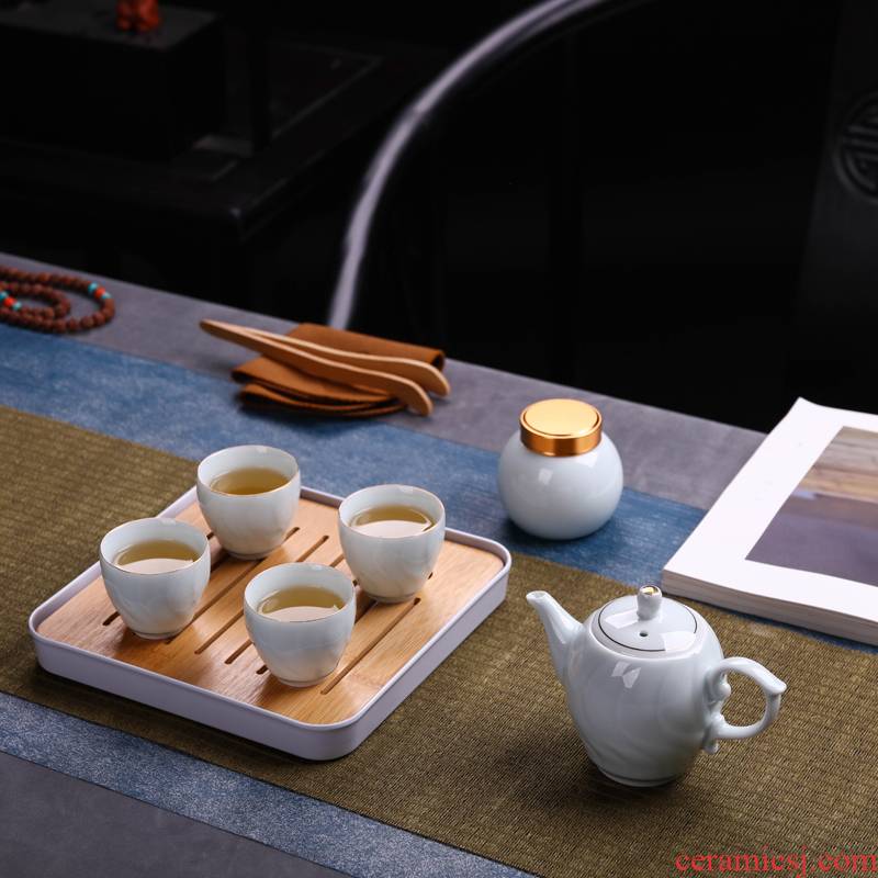 Kung fu tea set jingdezhen ceramic household teapot travel portable 7 head up phnom penh of a complete set of tea sets