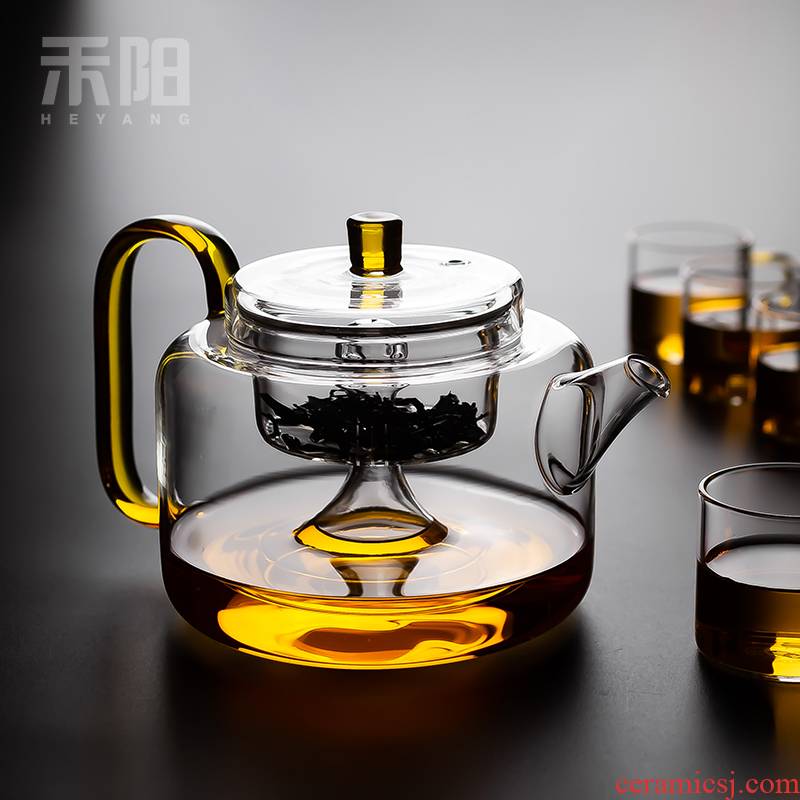 Send Yang glass teapot high - temperature teapot steamed filter tea glass teapot thickening heat - resistant single pot of flower pot