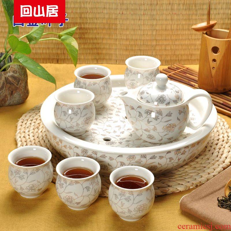 Back at jingdezhen household utensils suit bag mail tea tray tea table of a complete set of double ceramic kung fu tea kettle