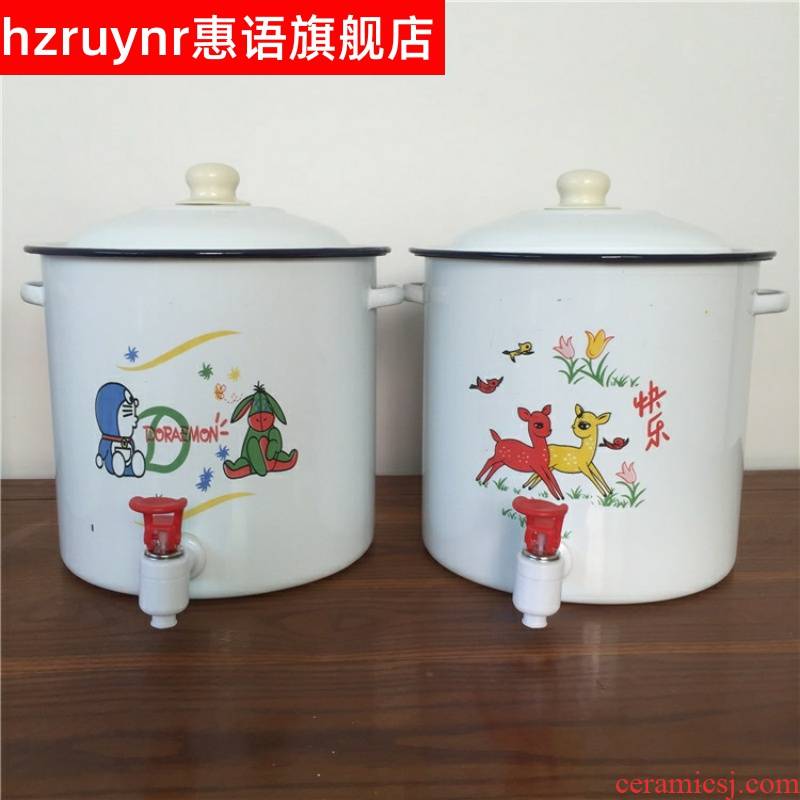 Thickening covered enamel barrel cool tea bucket 7.5 L bucket with water purity bridle detong m detong sugar tea urn