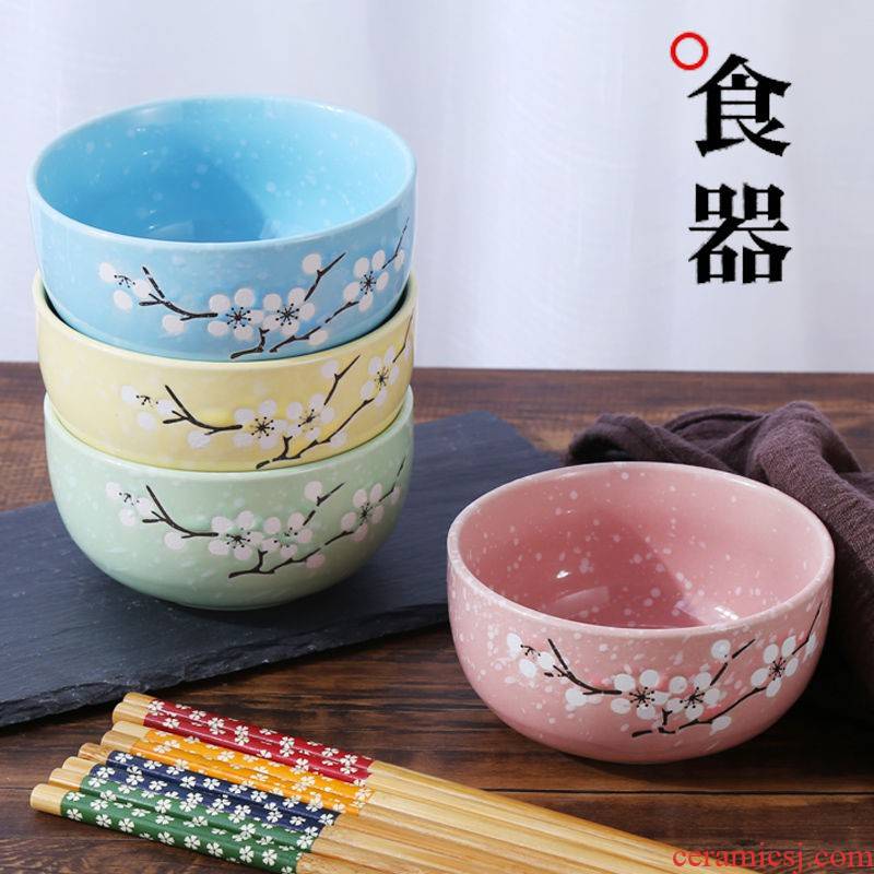 Japanese creative household tableware ceramic bowl set bowl chopsticks sets of rice, a bowl of soup bowl bowl