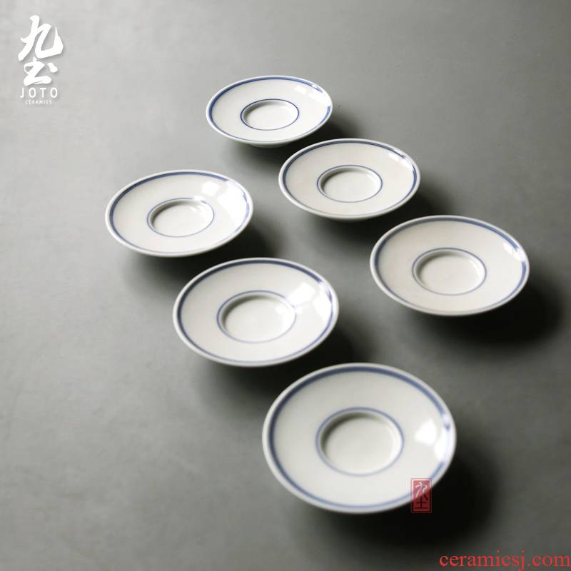 About Nine soil checking ceramic saucer restoring ancient ways round cup kunfu tea cup mat blue and white porcelain tea cup mat saucer