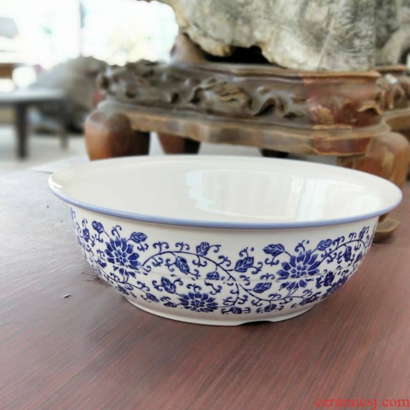 View the best blue and white porcelain and ceramic face basin basin of household kitchen kitchen work surface "hair old large add basin