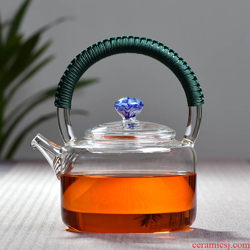 Love girder blooming flowers, cook authentic new feather glass teapot thickening hand - made tea kettle hydropower TaoLu burn