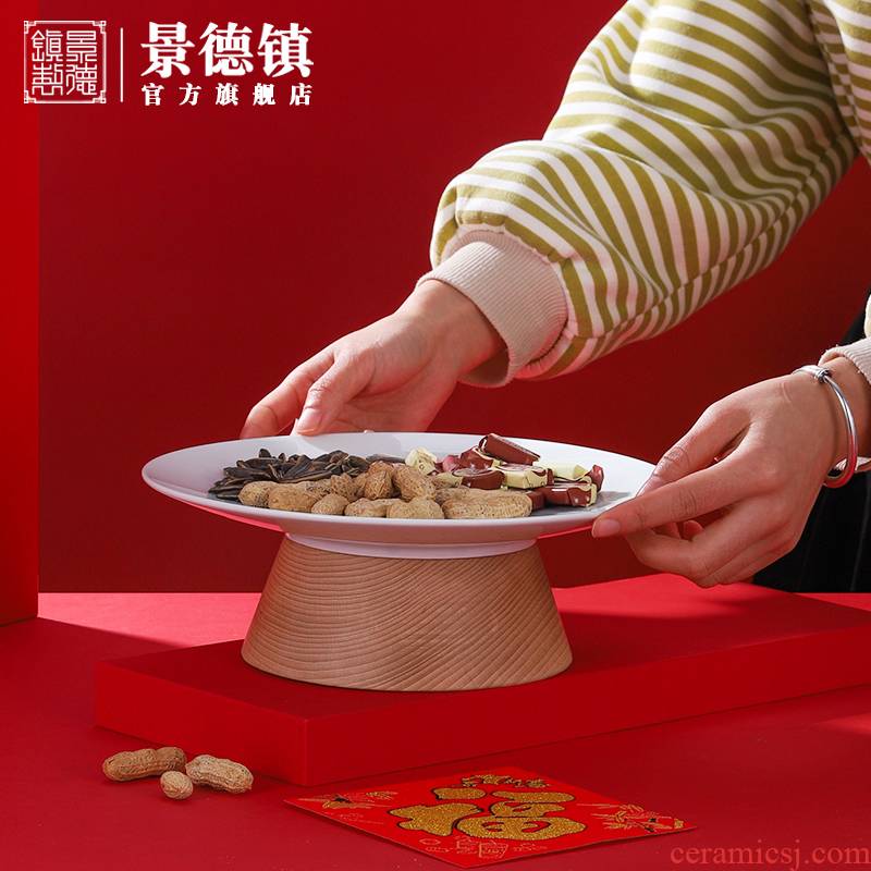 Jingdezhen flagship store ceramic household Chinese style dinner gifts creative fruit bowl sitting room for snack plate