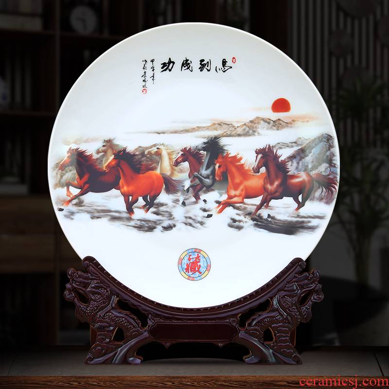 To jingdezhen ceramic decoration dish hang dish success customized porcelain furnishing articles sitting room process