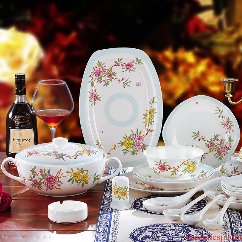 Red xin 56 head of jingdezhen ceramic tableware suit to use dishes Chinese porcelain tableware tableware ceramic bowl