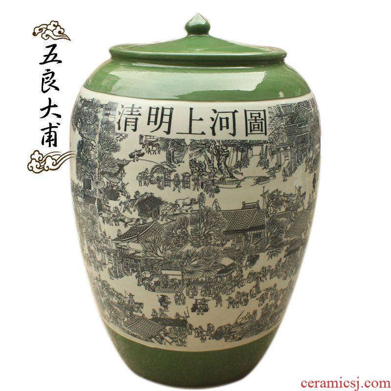 It jars 100 jins Jingdezhen ceramic wine jar qingming scroll mercifully jars mercifully bottle