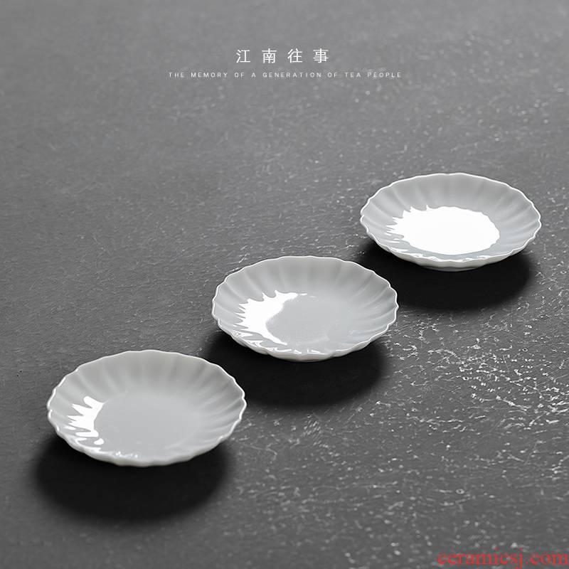 Jiangnan tea cup mat past kung fu tea tea accessories high white porcelain teacup pad tea cup saucer