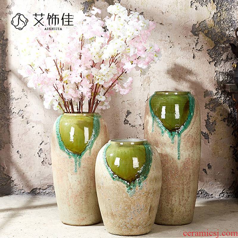Be born vase large white dried flowers floral I and contracted sitting room European American ceramic pottery flowerpot furnishing articles