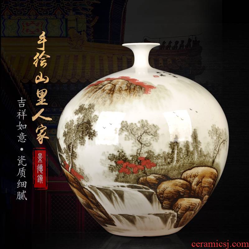 Jingdezhen ceramics furnishing articles antique hand - made pomegranate vase flower arranging rich ancient frame sitting room of Chinese style household ornaments