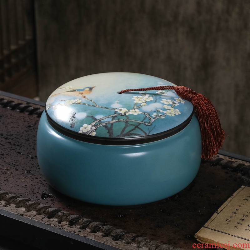 Huai who spinosa, jingdezhen ceramic tea pot with cover deposit receives half jins of household contracted seal tea boxes