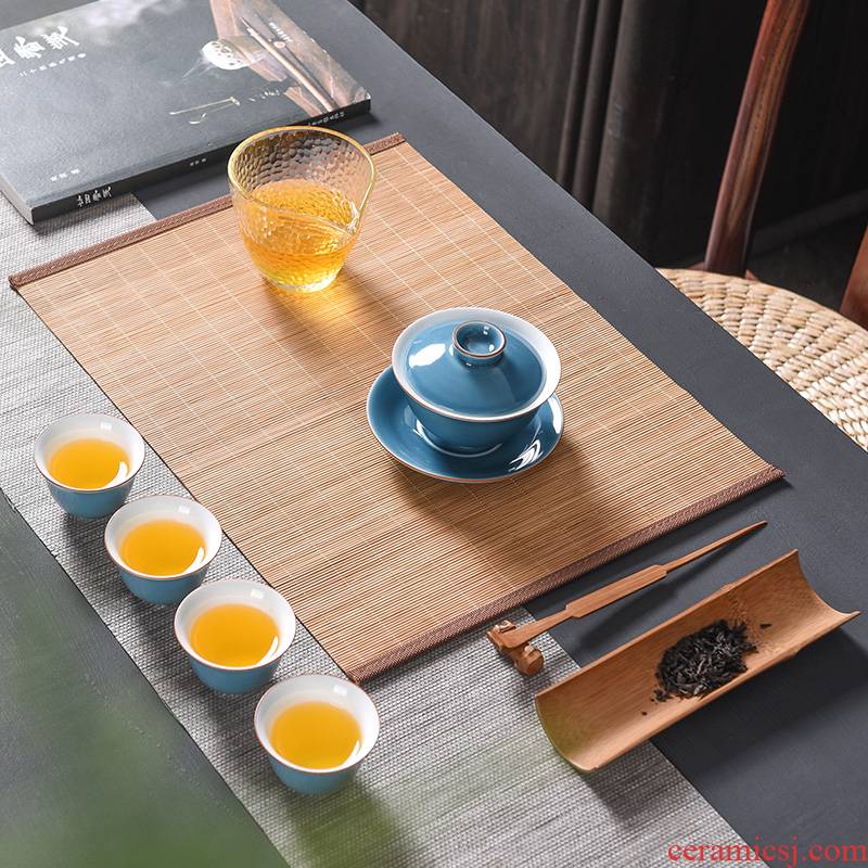 Tao lucky bamboo mat bamboo tea tea table flag tea bamboo mat accessories zen Japanese tea custom