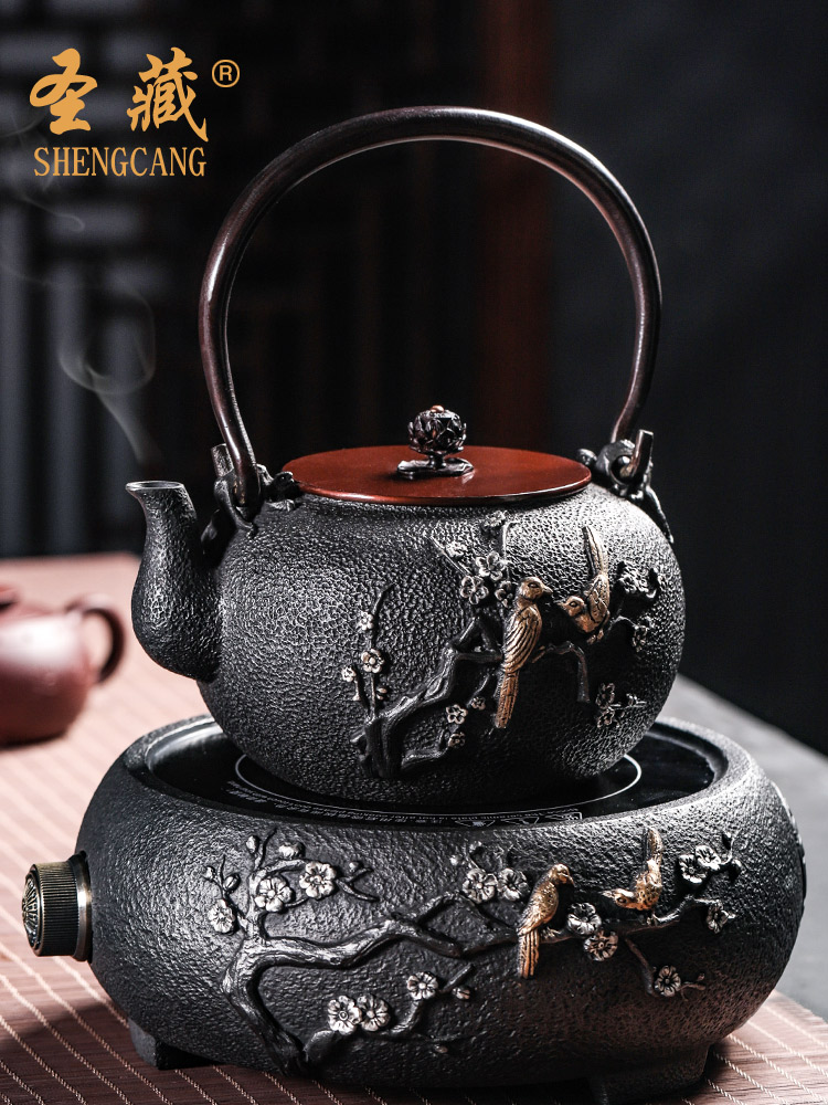 Cast iron pot of restoring ancient ways suit the electric TaoLu boiled tea, the household iron pot of boiling water is embossed with a large capacity 190048 fine gold