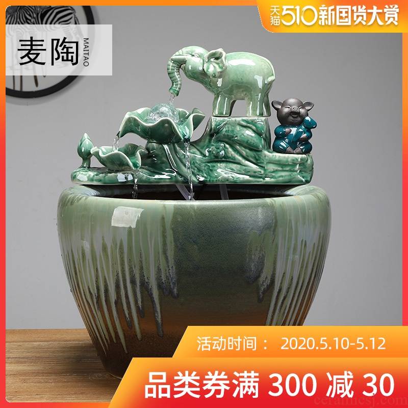 MaiTao water fountain furnishing articles ceramic feng shui plutus humidifier tank opening gifts sitting room office decoration